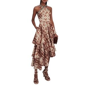 NWT Autumn Adeigbo Signy Tiered Asymmetrical Dress Sz. 8